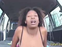 African, Big cock, Busty, Car, Cumshot, Ebony, Outdoor, Public