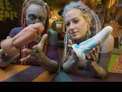 Couple, Gode, Grossier, Fétiche, Hd, Tatouage, Jouets