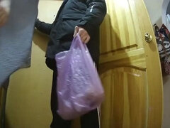 素人, ぽっちゃり, 着衣女と全裸男, チン, ディルド, 手コキする, 自家製, ペニス