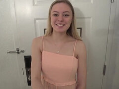 18 ans, Audition, Blonde, Sucer une bite, Tir de sperme, Hd, Pov, Adolescente