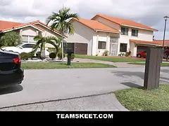 Asian teenie paisley paige gagging on the lucky guys enormous prick