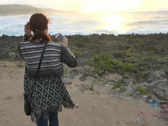 アナル, ビーチ, フェラチオ, 中出し, 足コキ, 毛深い, パンティ, ハメ撮り