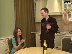 素人, お尻, フェラチオ, オマンコ, ティーン, 三人, オッパイの