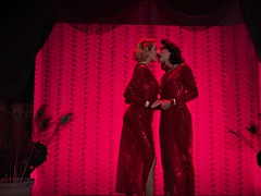 美女, デカチン, デカパイ, ブロンド, 茶髪の, キス, オナニー, シーメール