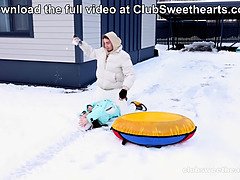 Sia Florence and Christafeer Robien get down and dirty with each other in a tight open sleigh