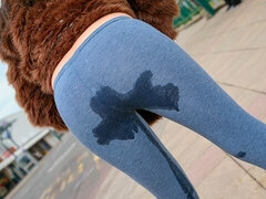 Kont, Grote kont, Grote mammen, Bruinharig, Flashing, Buiten, Openbaar, Nat