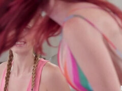 Amerikanisch, Familie, Lesbisch, Milf, Zopf, Muschi, Rotschopf, Stiefmutter