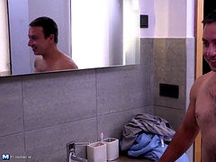 Very BIG mom drills lucky son-in-law after bath