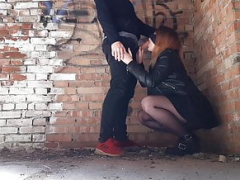 Fucked her BF in an abandoned building (Pegging)