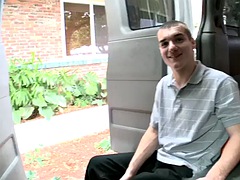 Picked up str8 twink fucks gay ass in van until cumshot