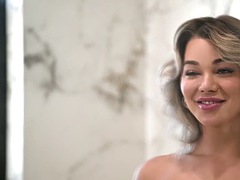 舐める尻, ブロンド, フェラチオ, キス, シーメール, シャワー
