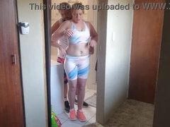 素人, 浮気者, カップル, ジム, 自家製, 淫乱熟女, オマンコ, 妻