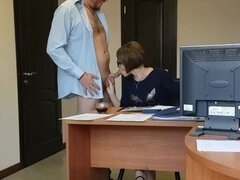Amateur, Grosse bite, Éjaculer dans la bouche, Tir de sperme, Lunettes, Fait maison, Bureau, Secrétaire