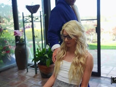 デカチン, ブロンド, フェラチオ, 眼鏡, オナニー, 自然山雀, 小柄, ティーン