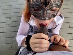 Masker, Buiten, Roodharige vrouw, Rok, Tatoeage