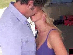 Outdoor, blonde-mom, smooching