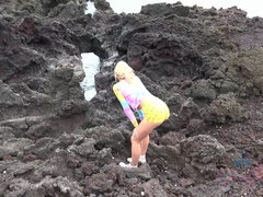 Strand, Blond, Vingeren, Flashing, Buiten, Klein, Gezichtspunt, Spuiten