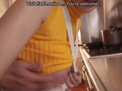 Asiático, Chica, Tetas grandes, Tetona, Sexo duro, Japonés, Cocina, Tetas naturales
