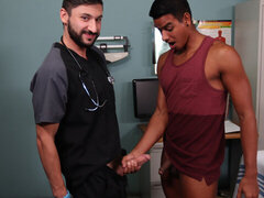 Tanned Latino boy gets anal drilled by hot male doctor