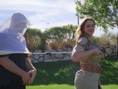 ベッドルーム, デカパイ, フェラチオ, バック, 顔射, Hd, 淫乱熟女, 穴開きパンティ