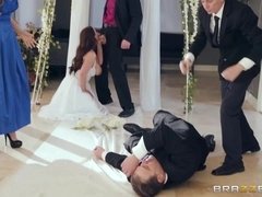 Scandalous unsatisfied bride Angela White wants anal from priest