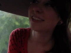 A brunette masturbates and then she gets a dick deep inside her