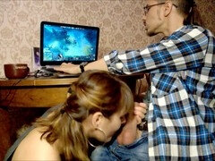 Gaming, slow sensual blowjob, gamer blowjob