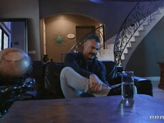 Gevangen, Sperma shot, Zwart, Likken, Natuurlijke tieten, Kousen, Tatoeage, Bekijker