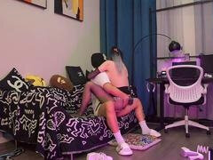 中国人, 大学生, 女, ヒール, レザー, オーガズム, ストッキング