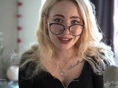 Bondage discipline sadomasochisme, Blond, Pijpbeurt, Dominatie, Vrouw, Dominante vrouw, Brillen