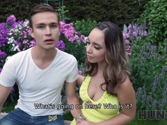 Cuckolding Creampie Extravaganza - Cuckold titjob for horny lover while hubby is watching