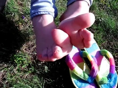 足, フェティッシュ, 足フェチ, 足コキ, Hd, 淫乱熟女, アウトドア, オマンコ