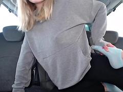 Amateur, Nana, Blonde, Sucer une bite, Masturbation, De plein air, Public, Solo