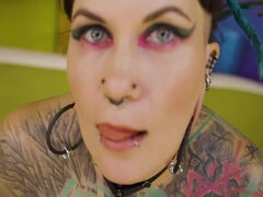 Goth Queen Teases Tiny Tits & Nipples Then Takes Rough Doggy, Dripping Facial Cumshot
