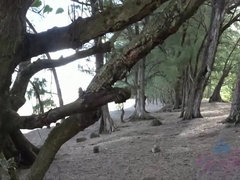 素人, お尻, ビーチ, 中出し, 足, 彼女, キス, ハメ撮り