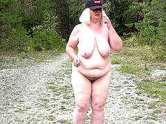 ぽっちゃり, ぽちゃ, 熟年, 淫乱熟女, 母, アウトドア, 公共, ロシア人