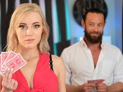 Blondine, Blasen, Hundestellung, Handjob, Lecken, Muschi, Rasiert, Entkleiden