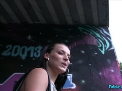 A Public Fucking Ends In Hottie's Ass Drenched In Cum - skinny brunette with small tits