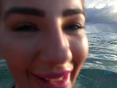 Leie, Strand, Bikini, Freundin, Im freien, Zierlich, Pov, Öffentlich