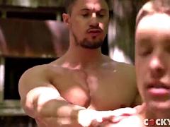 Anal, Couple, Homosexuelle, Hard, Muscle, De plein air, Maigrichonne