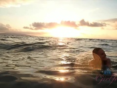 Kont, Strand, Blond, Vriendin, Gezichtspunt, Dikke tepels, Geschoren, Douche