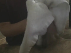Double blowjobs and cumshots while watching TV with post orgasm play