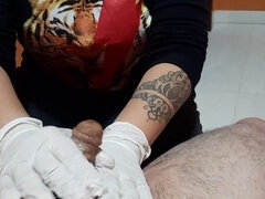 Médico, Guantes, Pajear, Latina, Masturbación, Calientapollas