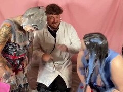 Amateur, Médico, Guantes, Lencería, Trio, Mojado