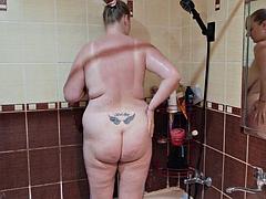 Leie, Grosser schwanz, Pummelig, Hd, Ehemann, Öffentlich, Dusche, Ehefrau