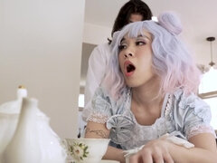 18 años, Asiático, Mamada, Pareja, Lamidas, Coño, Afeitado, Adolescente