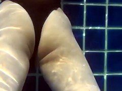 Asiatisch, Schwarz, Badeanzug, Eng