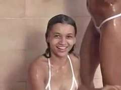 Amateur, Peludo, Ducha, Adolescente, Tetas
