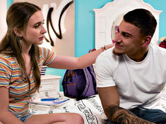 ADULT TIME - Teen Laney Grey Twerks On Her Study Buddy's Dick While Stepdad Is Home!