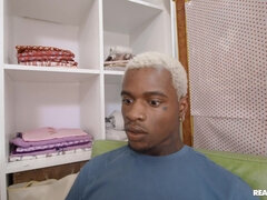 デカチン, 黒人, フェラチオ, 茶髪の, 黒人, 巨大, フェラする